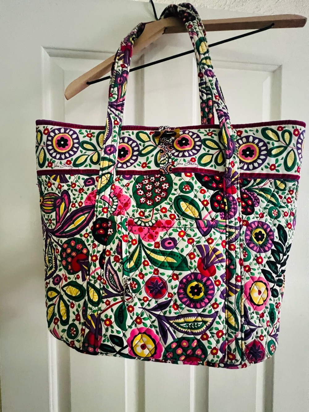 Vera Bradley Quilted Floral Tote in Green, Pink, Purple & Yellow